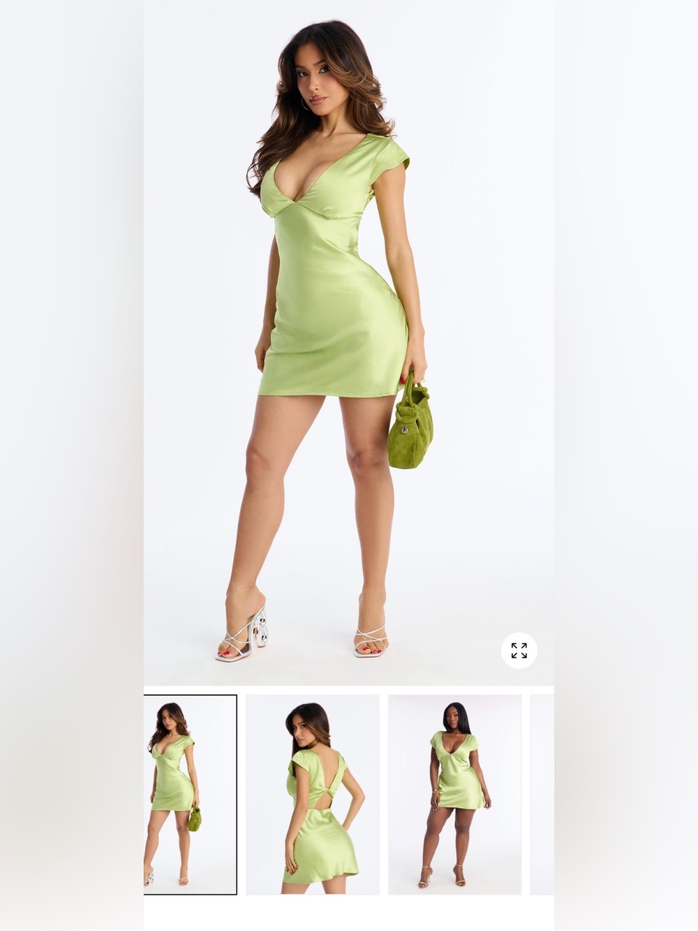 Fashion Nova Light Lime Satin Mini Dress